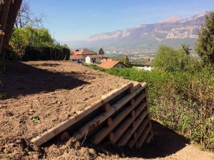 mur en rondins bois